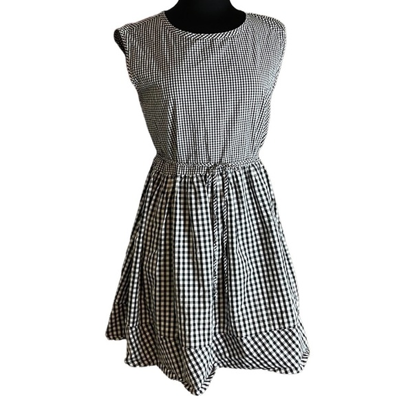 MADEWELL black & white sleeveless Midicheckered dress - Picture 1 of 6